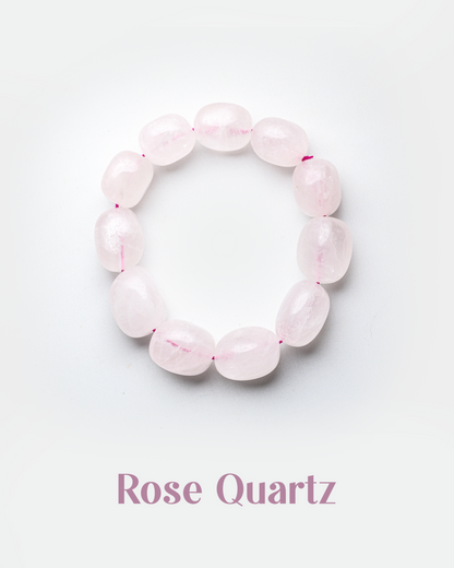 Natural Rose Quartz Tumbled Nugget Bracelet | Organic Love &amp; Healing Crystal