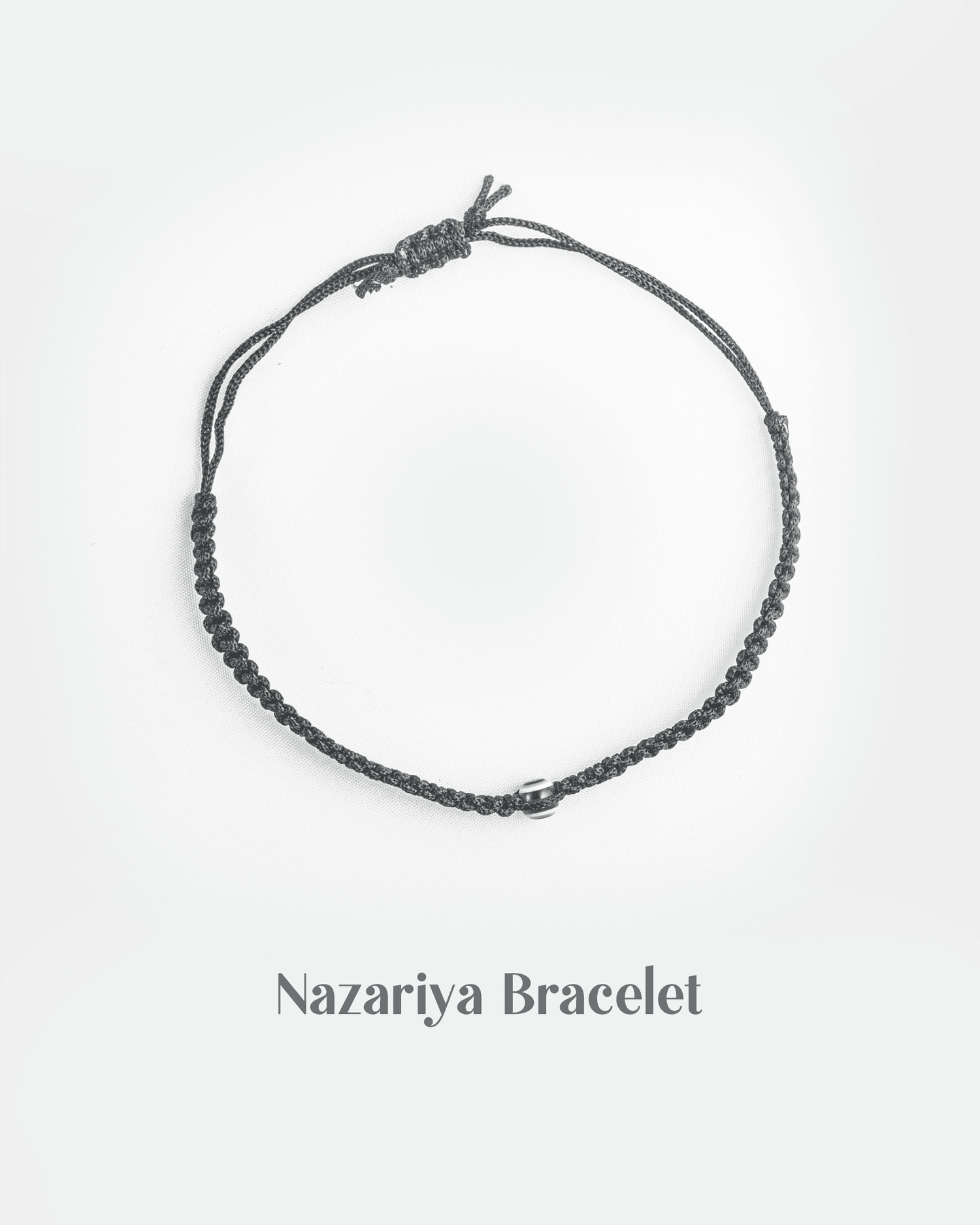 Black Thread Evil Eye Bracelet | Adjustable Nazar Protection Cord (Macrame Style)