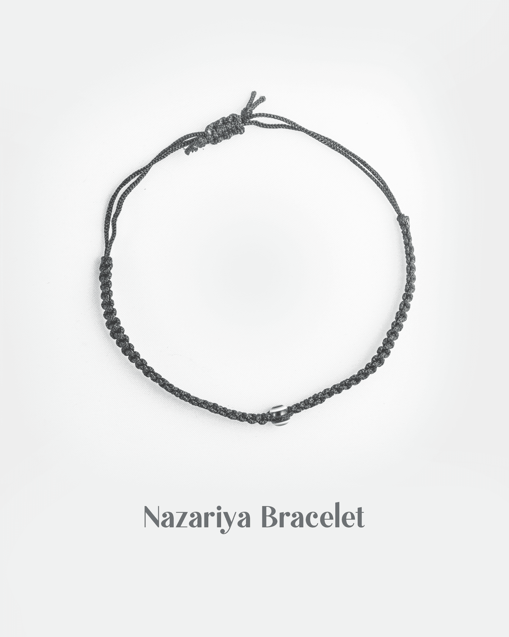 Black Thread Evil Eye Bracelet | Adjustable Nazar Protection Cord (Macrame Style)