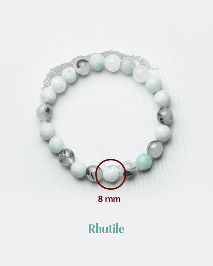 Natural Black Rutilated Quartz Bracelet | Tourmalinated Quartz Protection Crystal