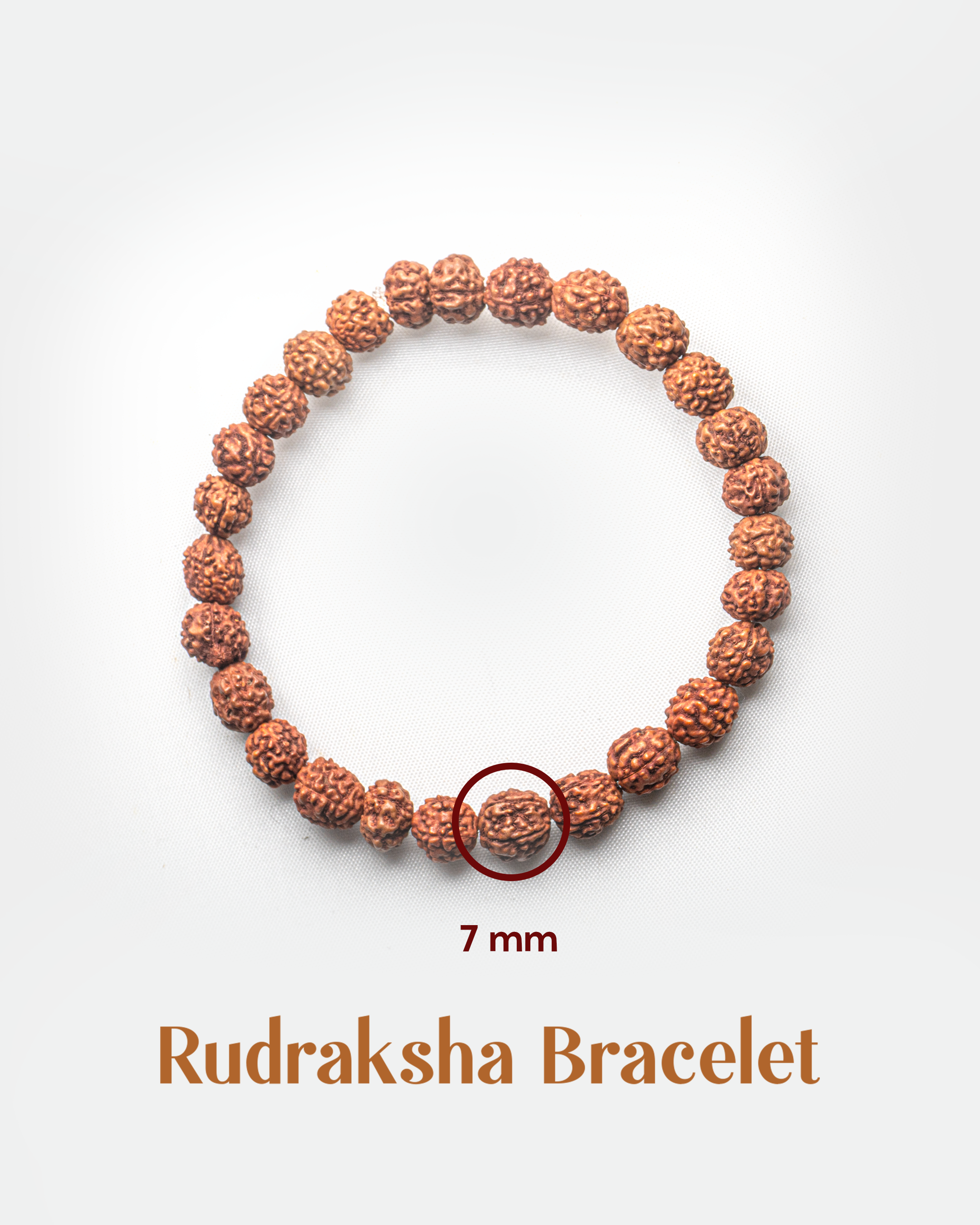 Natural 5 Mukhi Rudraksha Bracelet (7mm) | Spiritual Healing Shiva Mala