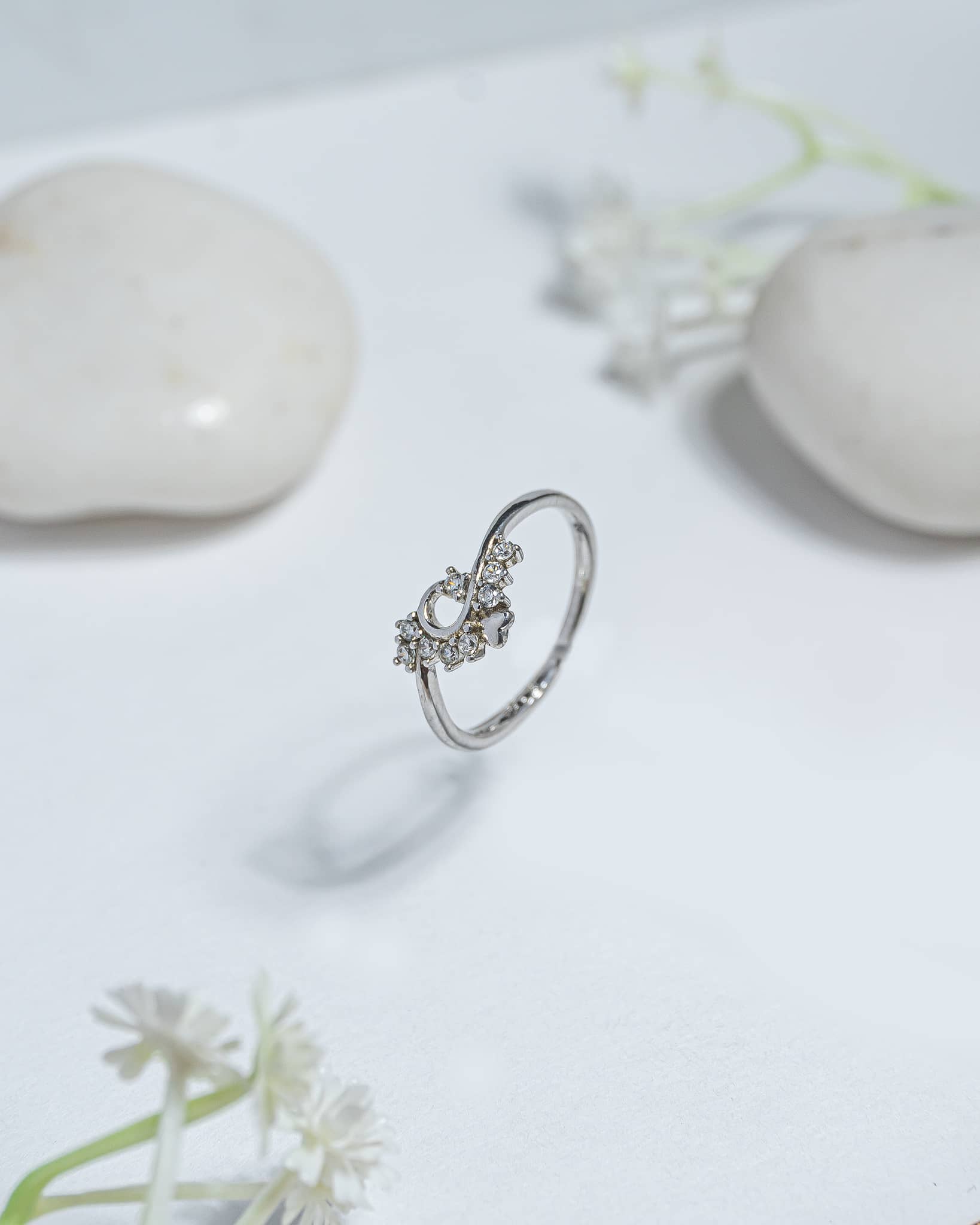 92.5 Sterling Silver CZ Infinity Heart Ring | Romantic Minimalist Promise Band