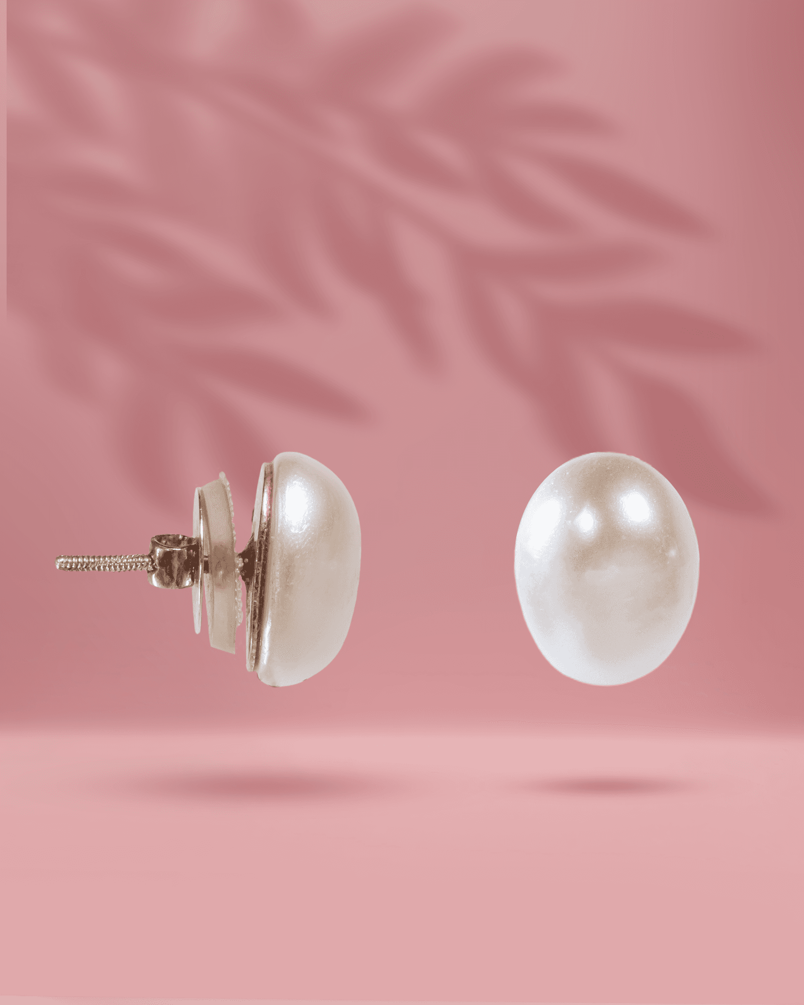 Premium Oversized Pearl Stud Earrings | Classic White Button Pearl Tops with Screw Back