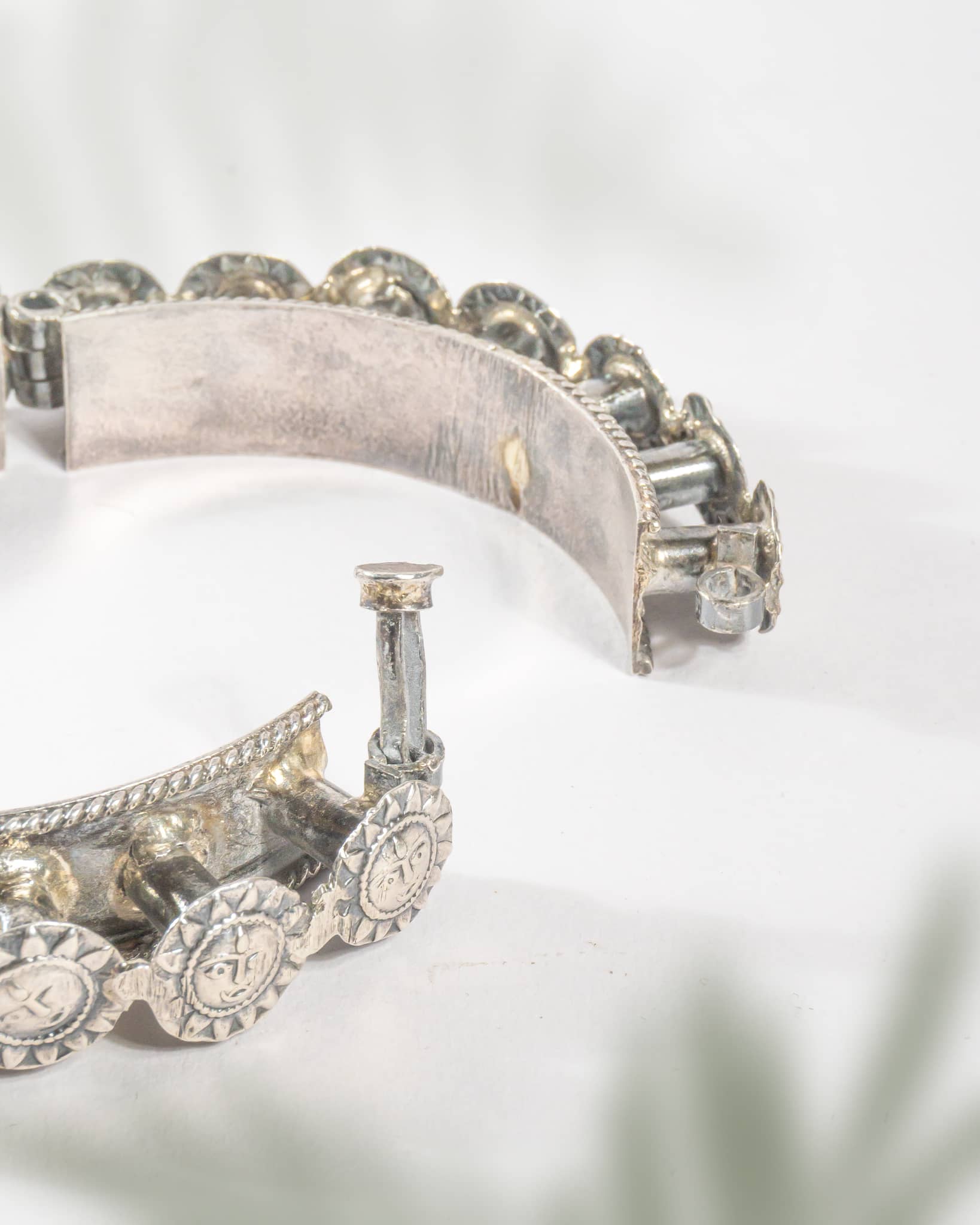 92.5 Sterling Silver Surya Face (Sun God) Statement Bangle | Temple Jewelry Kada