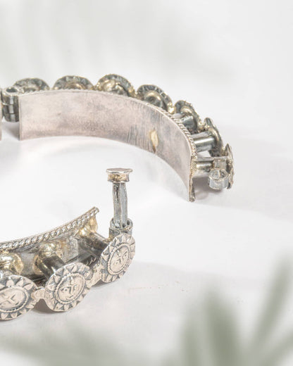 92.5 Sterling Silver Surya Face (Sun God) Statement Bangle | Temple Jewelry Kada