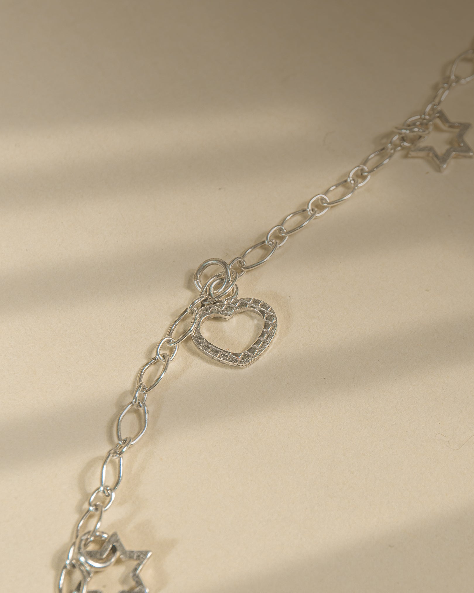 925 Sterling Silver Heart &amp; Star Charm Anklet (Pair) | Trendy Chain Payal for Women &amp; Girls