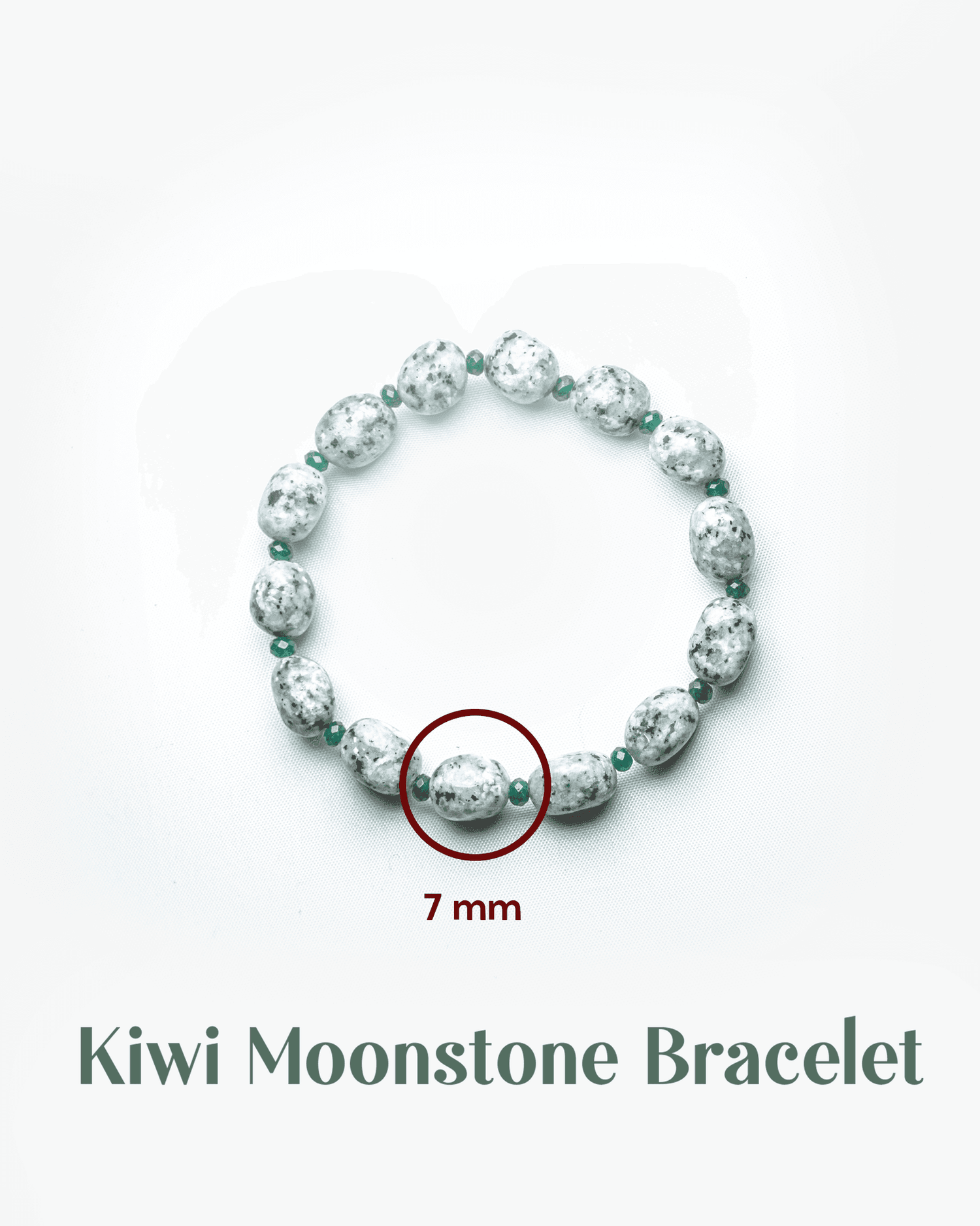 Natural Kiwi Moonstone (Sesame Jasper) Bracelet (7mm) | Mint Green Healing Crystal