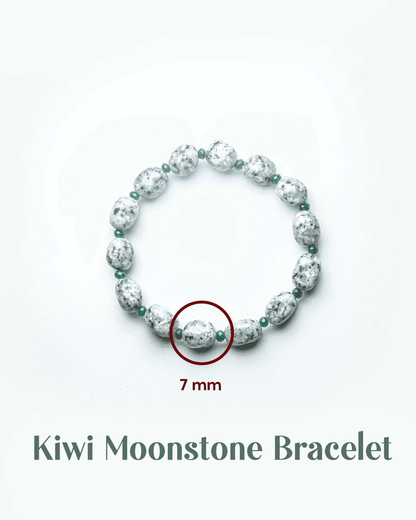 Natural Kiwi Moonstone (Sesame Jasper) Bracelet (7mm) | Mint Green Healing Crystal