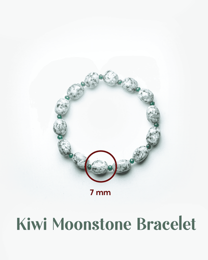 Natural Kiwi Moonstone (Sesame Jasper) Bracelet (7mm) | Mint Green Healing Crystal