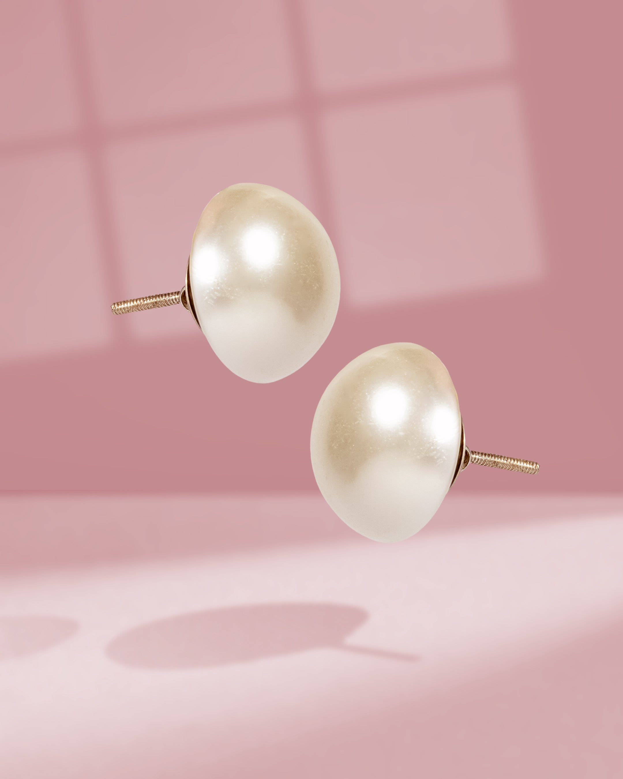 925 Sterling Silver Oversized Button Pearl Stud Earrings | Classic Mabe Pearl Tops