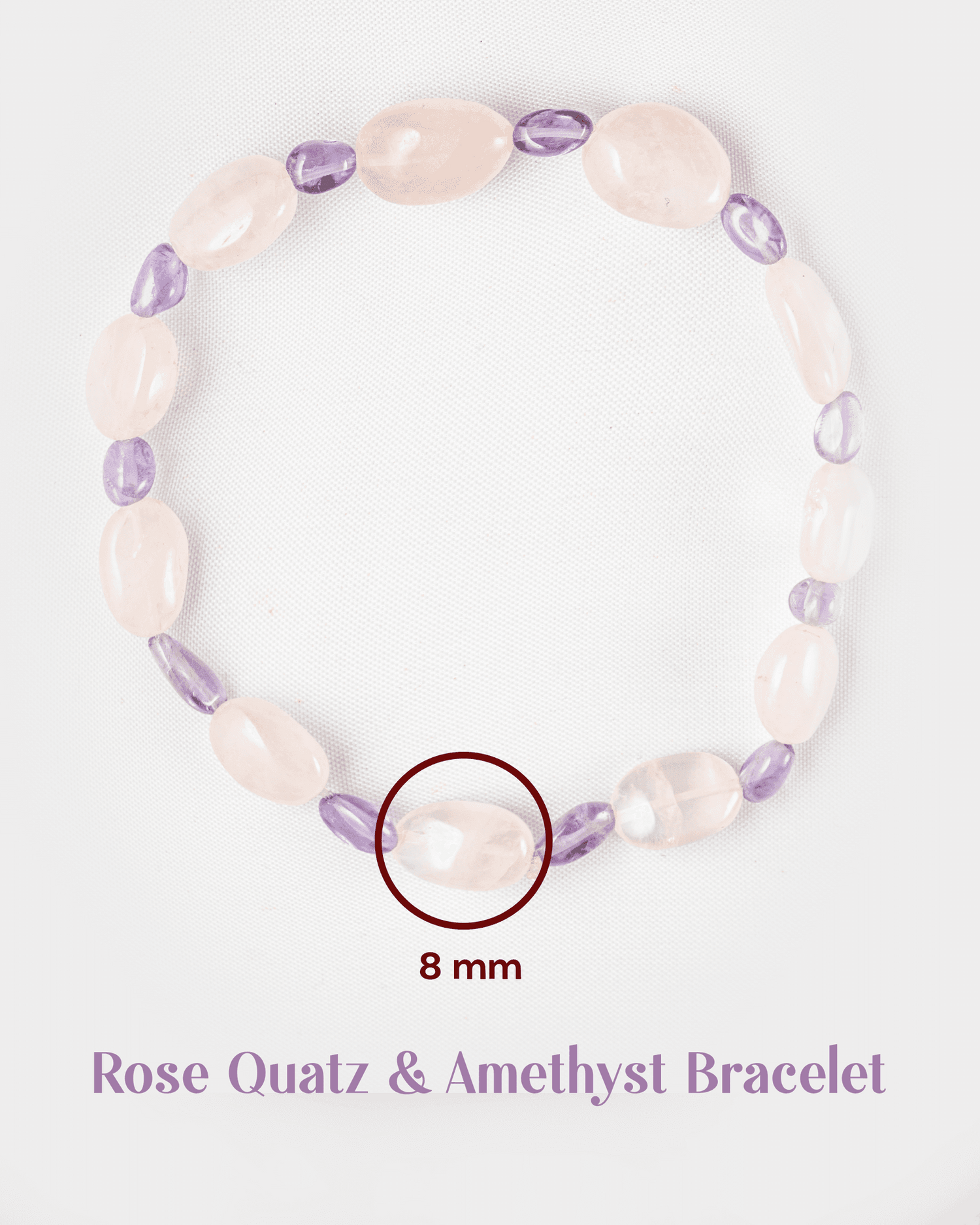 Natural Rose Quartz &amp; Amethyst Tumbled Stone Bracelet | Love &amp; Stress Relief Crystal