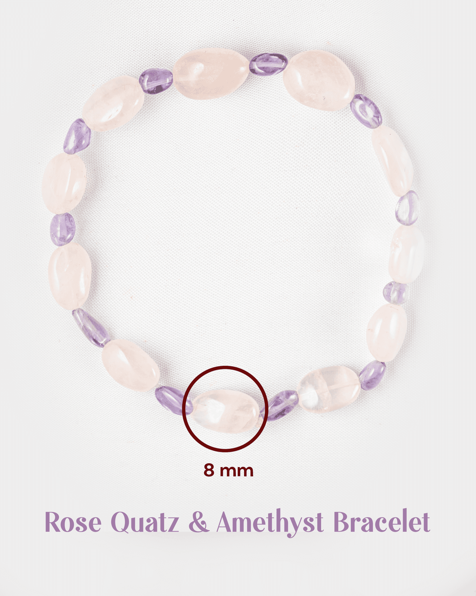 Natural Rose Quartz & Amethyst Tumbled Stone Bracelet | Love & Stress Relief Crystal