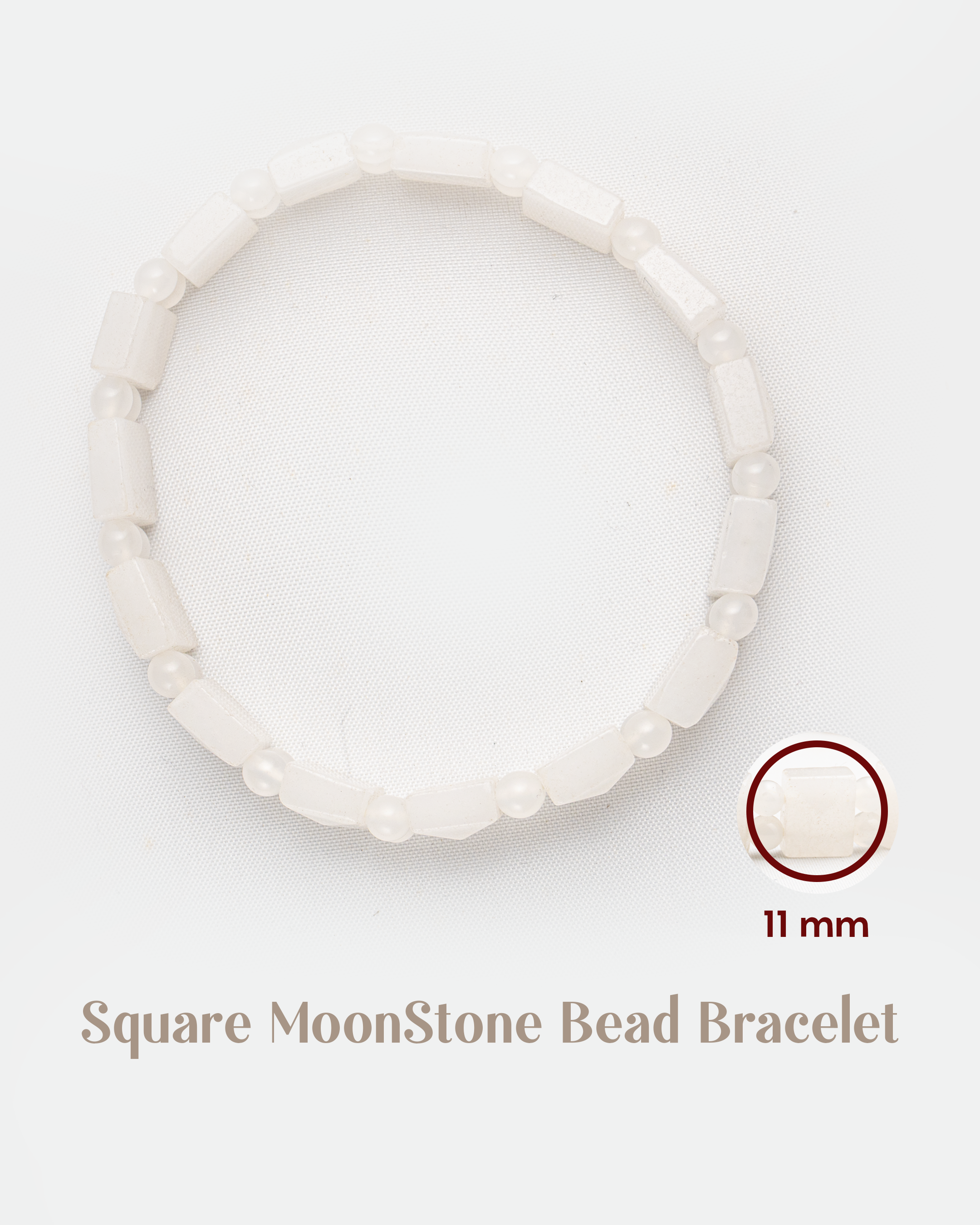 Natural Moonstone Rectangular Tile Bracelet | Healing Crystal for Intuition & Calmness
