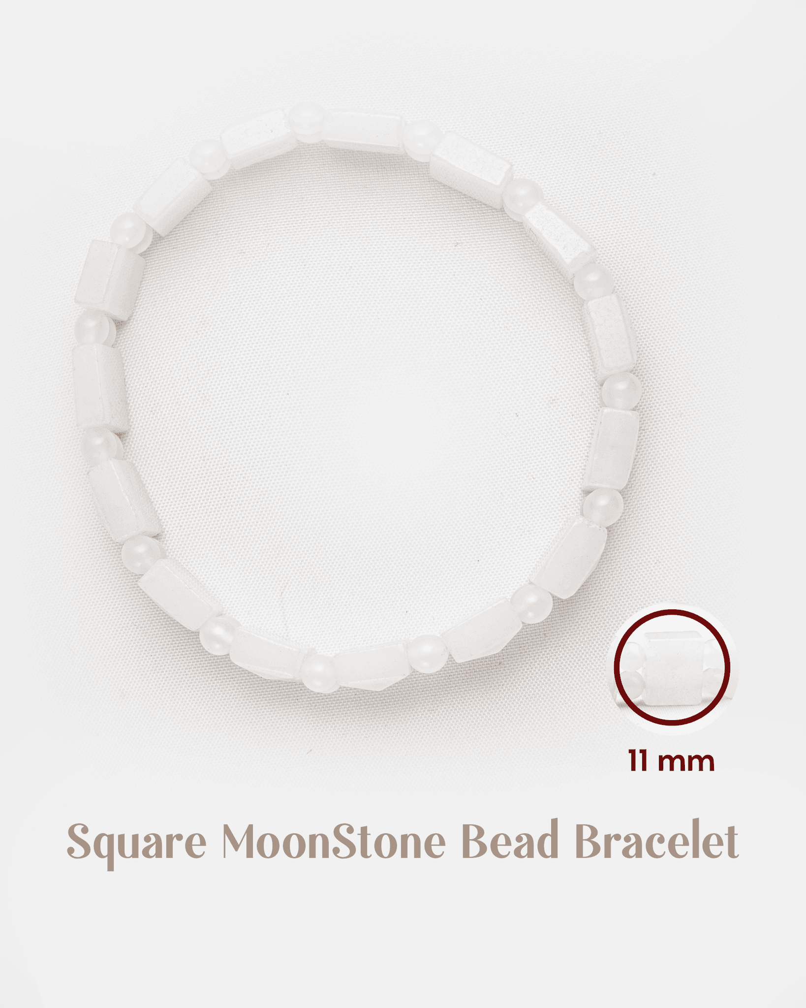 Natural Moonstone Rectangular Tile Bracelet | Healing Crystal for Intuition &amp; Calmness