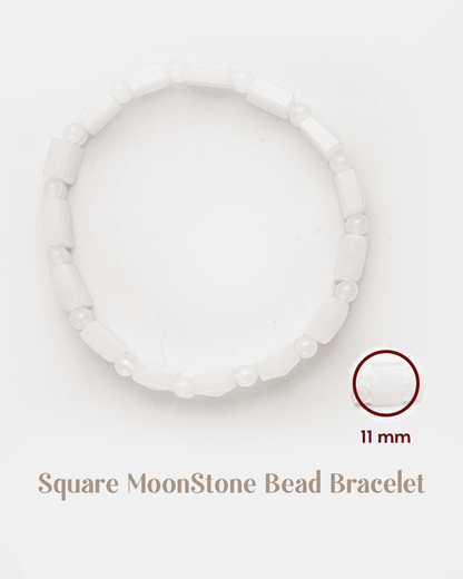 Natural Moonstone Rectangular Tile Bracelet | Healing Crystal for Intuition &amp; Calmness