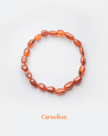 Natural Carnelian Oval Tumbled Bracelet | Organic Shape Healing Crystal