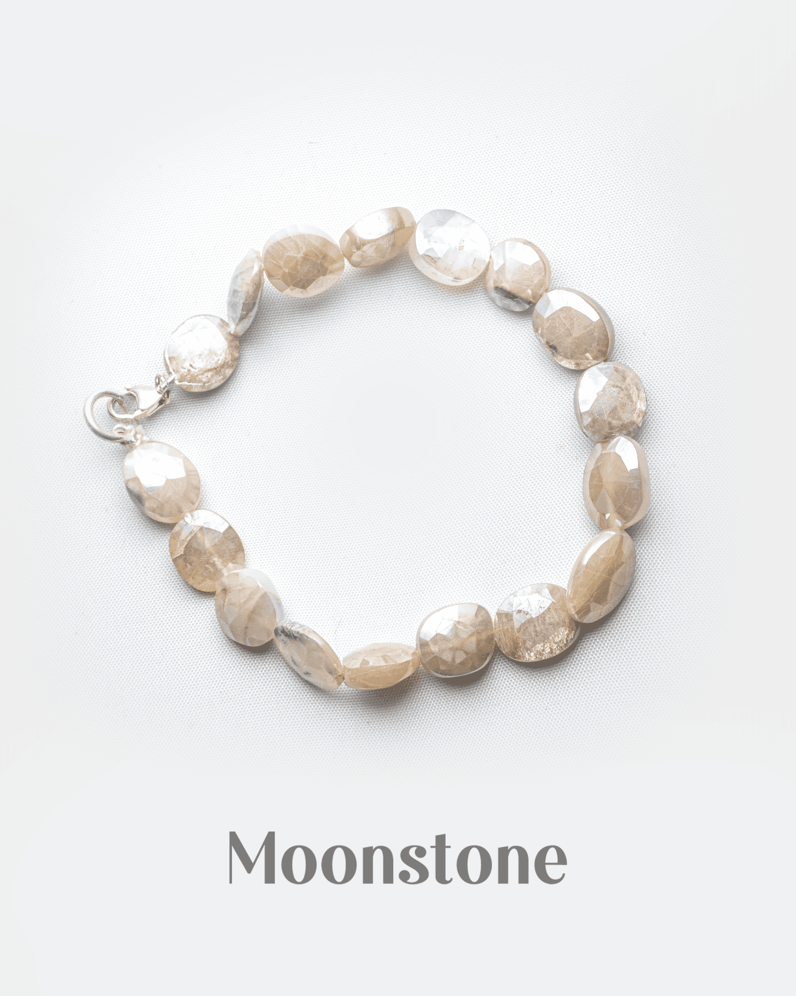 Natural Multi-Color Moonstone Faceted Oval Bracelet with Silver Clasp | Elegant Healing Jewelry