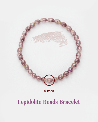 Natural Lepidolite Faceted Bracelet (6mm) | Lilac Stone for Stress Relief &amp; Sleep