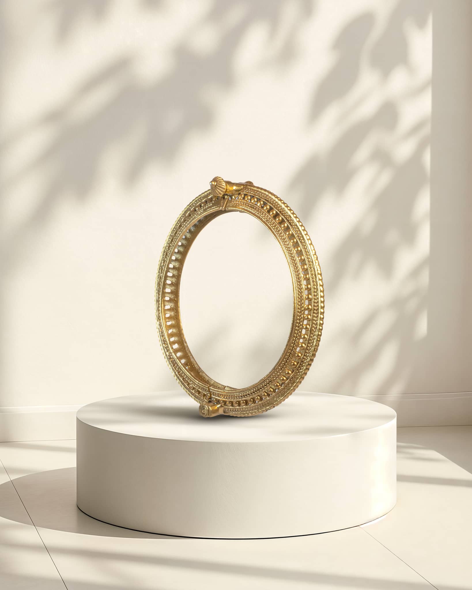 Premium 925 Sterling Silver Gold Plated Antique Kada | Screw Openable Traditional Bangle