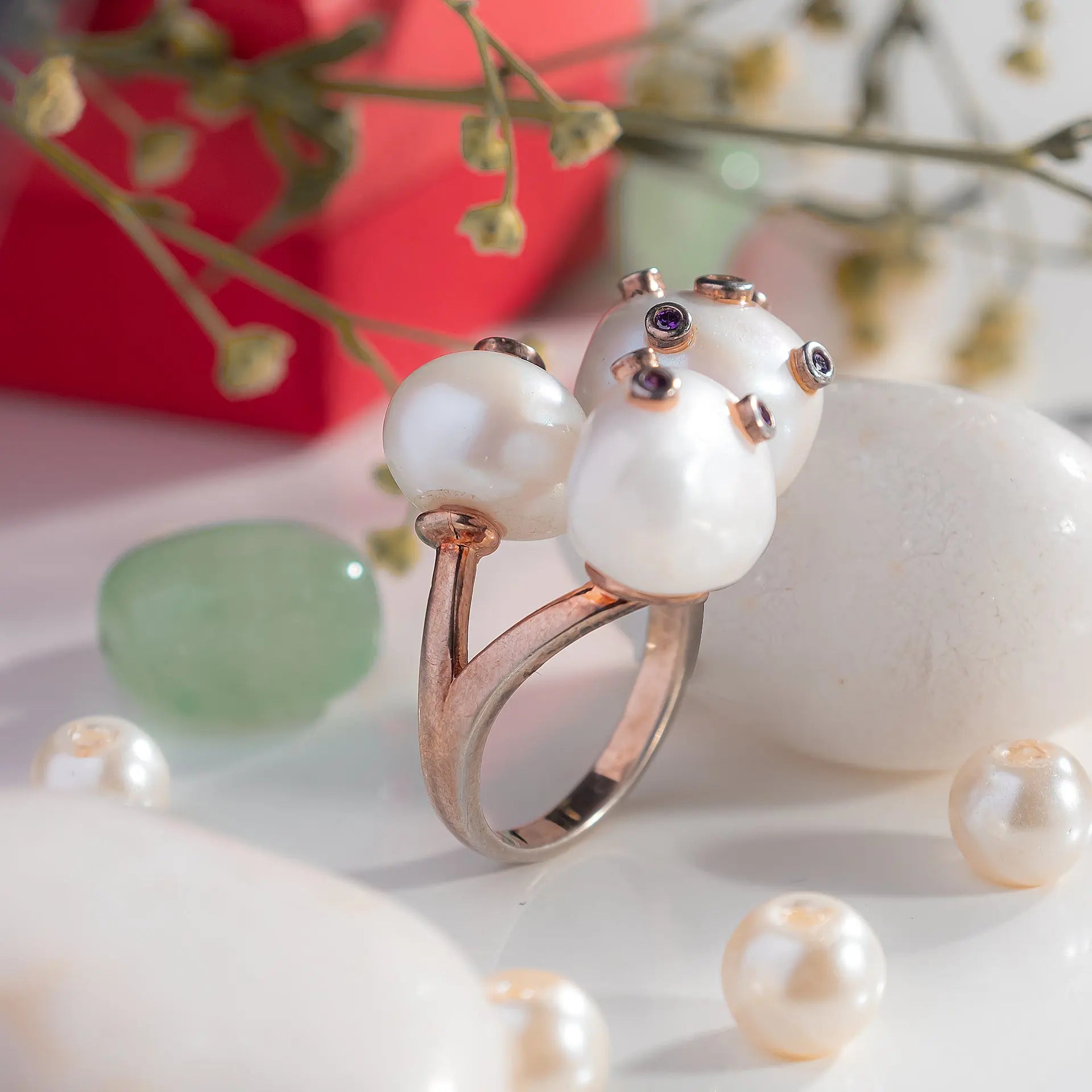 Pearl silver ring Hardik Jewels