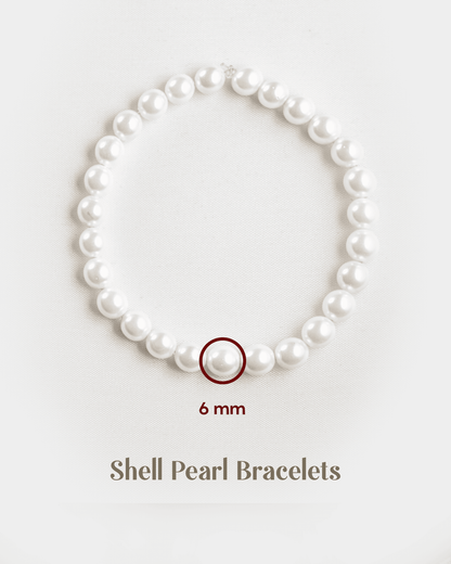 Classic 6mm White Shell Pearl Bracelet | Elegant Minimalist Wristlet