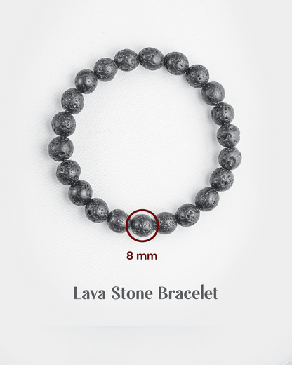 Natural Black Lava Stone Bracelet | Volcanic Rock Diffuser for Aromatherapy &amp; Grounding