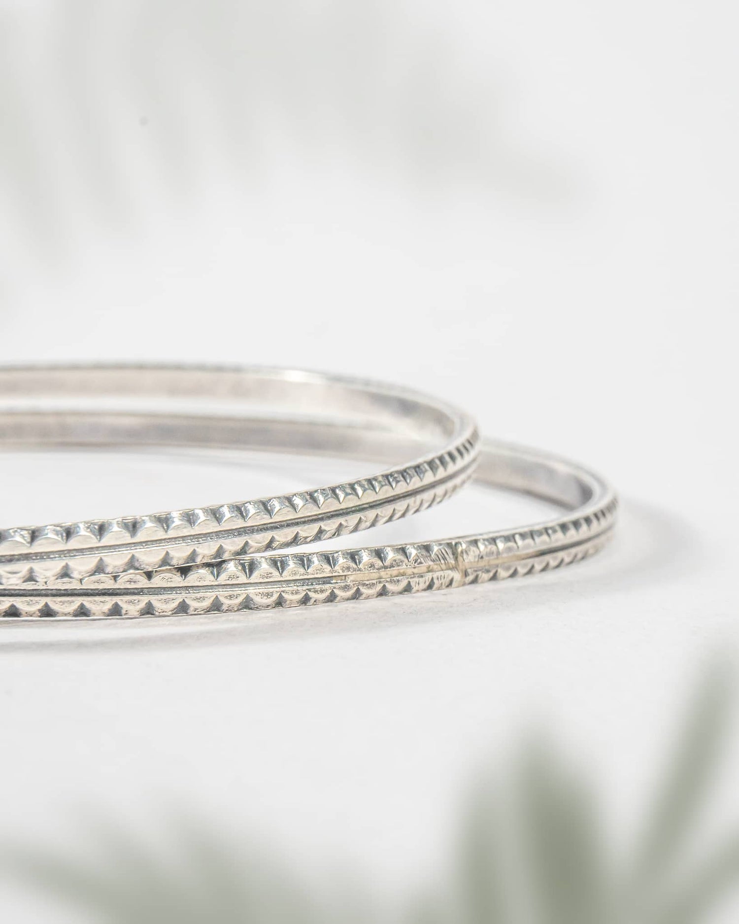 92.5 Sterling Silver Geometric Chevron Cut Bangles (Pair) | Modern Patterned Chudi