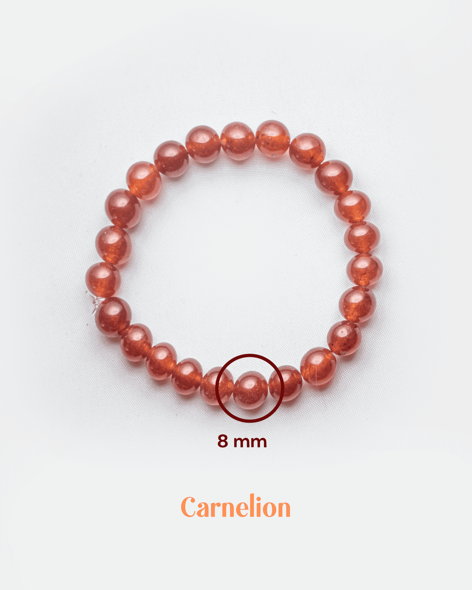 Natural Carnelian Stone Bracelet (8mm) | Orange Healing Crystal for Motivation & Confidence