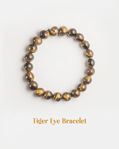 Natural Tiger Eye Stone Bracelet | Golden Chatoyant Healing Crystal for Confidence