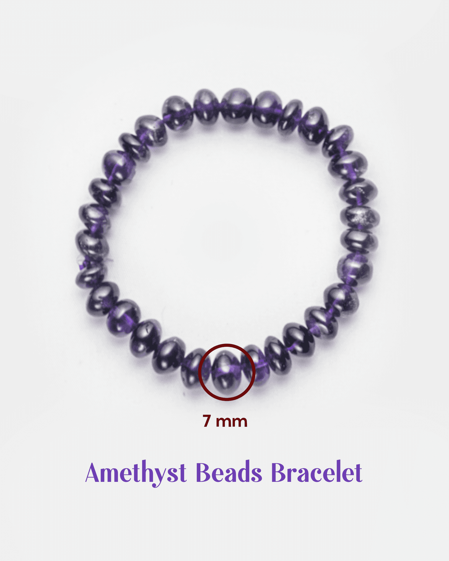 Natural Amethyst Rondelle Bracelet | Purple Healing Crystal for Peace &amp; Stress Relief