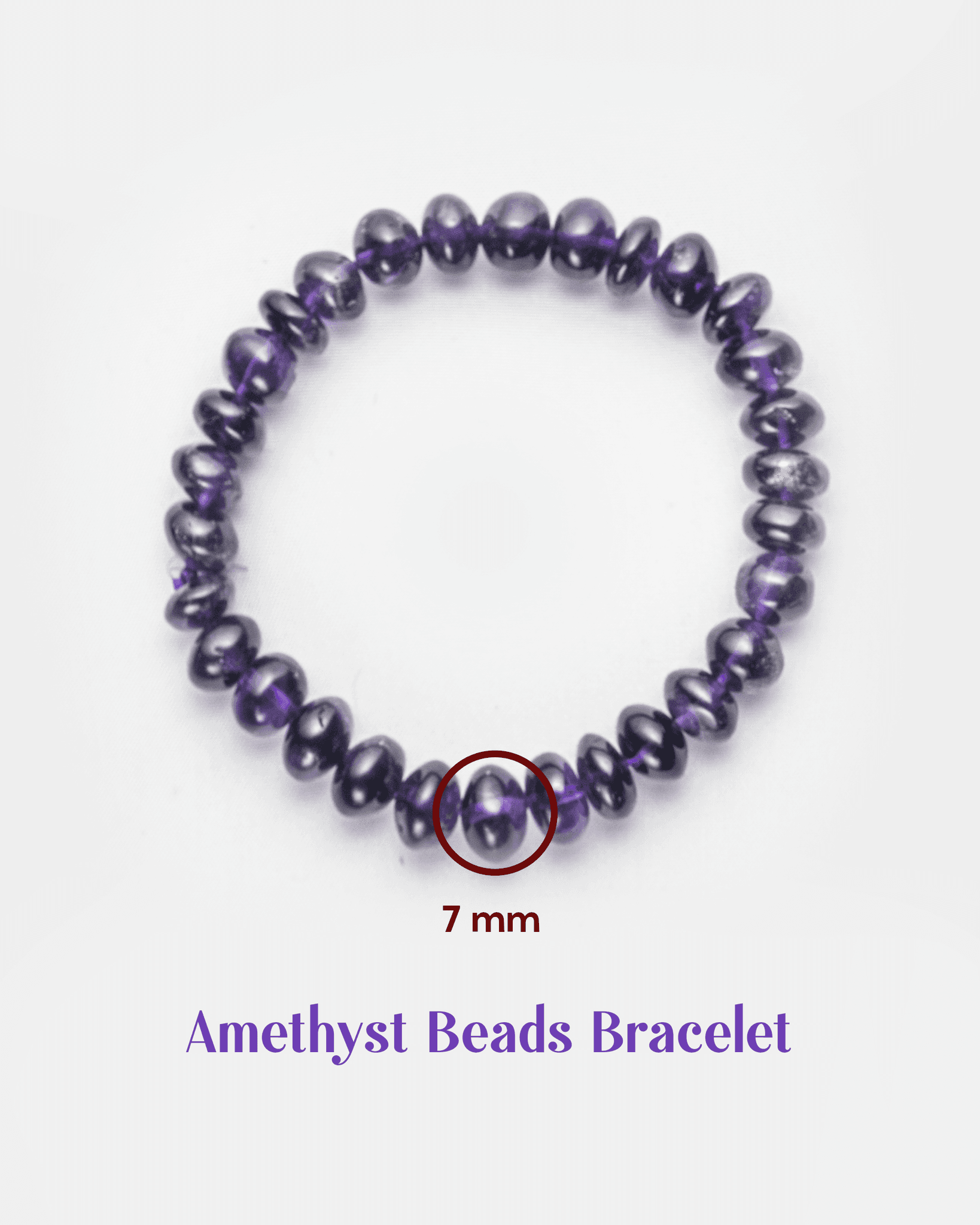 Natural Amethyst Rondelle Bracelet | Purple Healing Crystal for Peace & Stress Relief