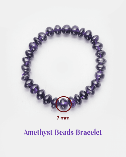 Natural Amethyst Rondelle Bracelet | Purple Healing Crystal for Peace &amp; Stress Relief