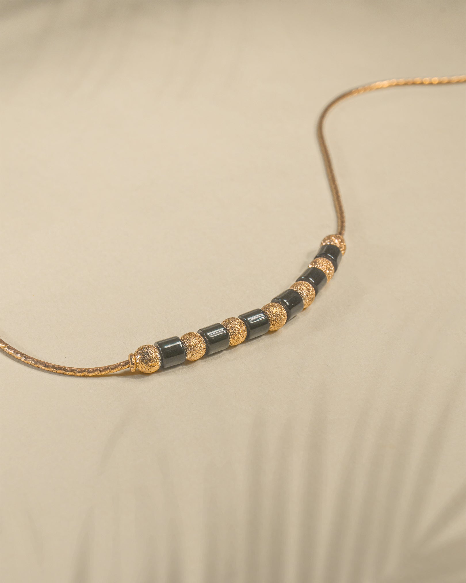 925 Sterling Silver Rose Gold Plated Single Anklet with Black Beads | Modern Nazariya Payal