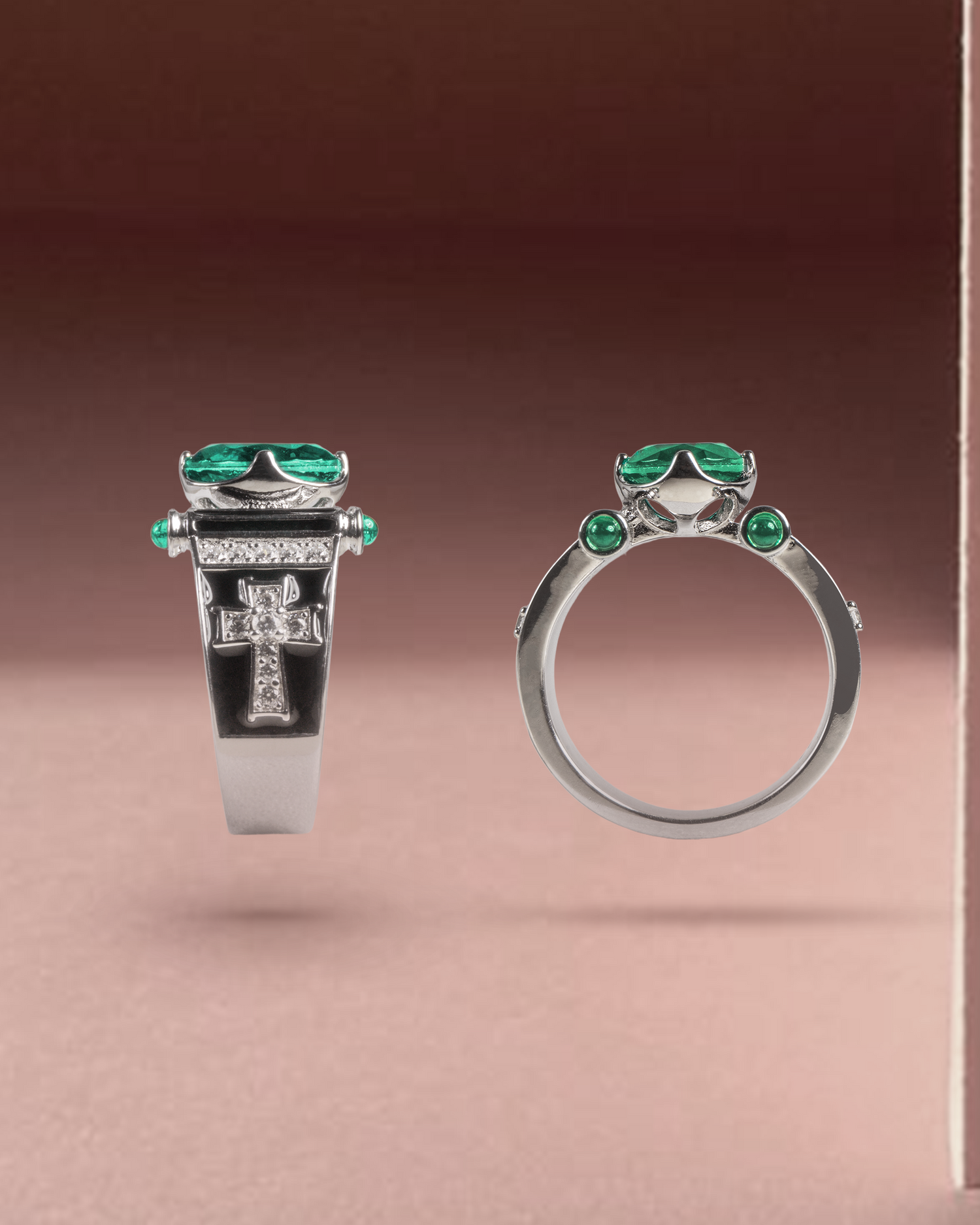 Modern Oval-Cut Emerald Green Stone Ring