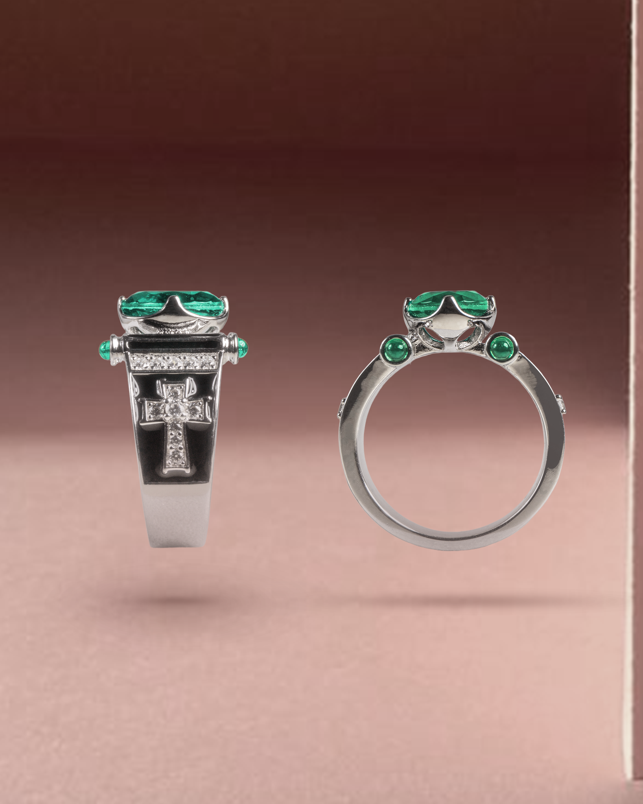 Modern Oval-Cut Emerald Green Stone Ring