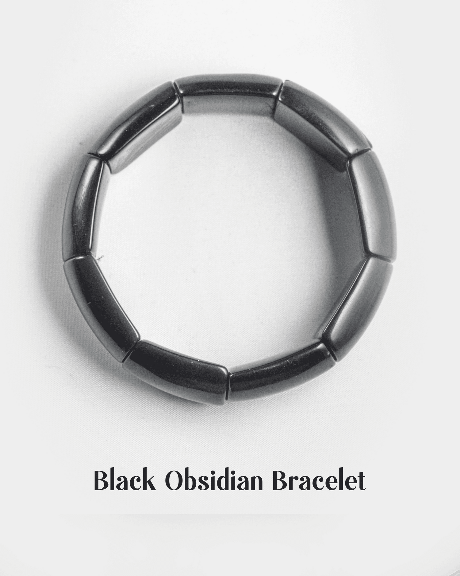 Trendy Black Rectangular Tile Bracelet | Glossy Geometric Fashion Wristband