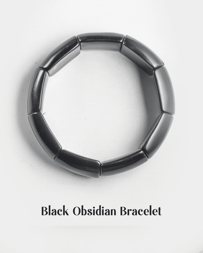 Trendy Black Rectangular Tile Bracelet | Glossy Geometric Fashion Wristband