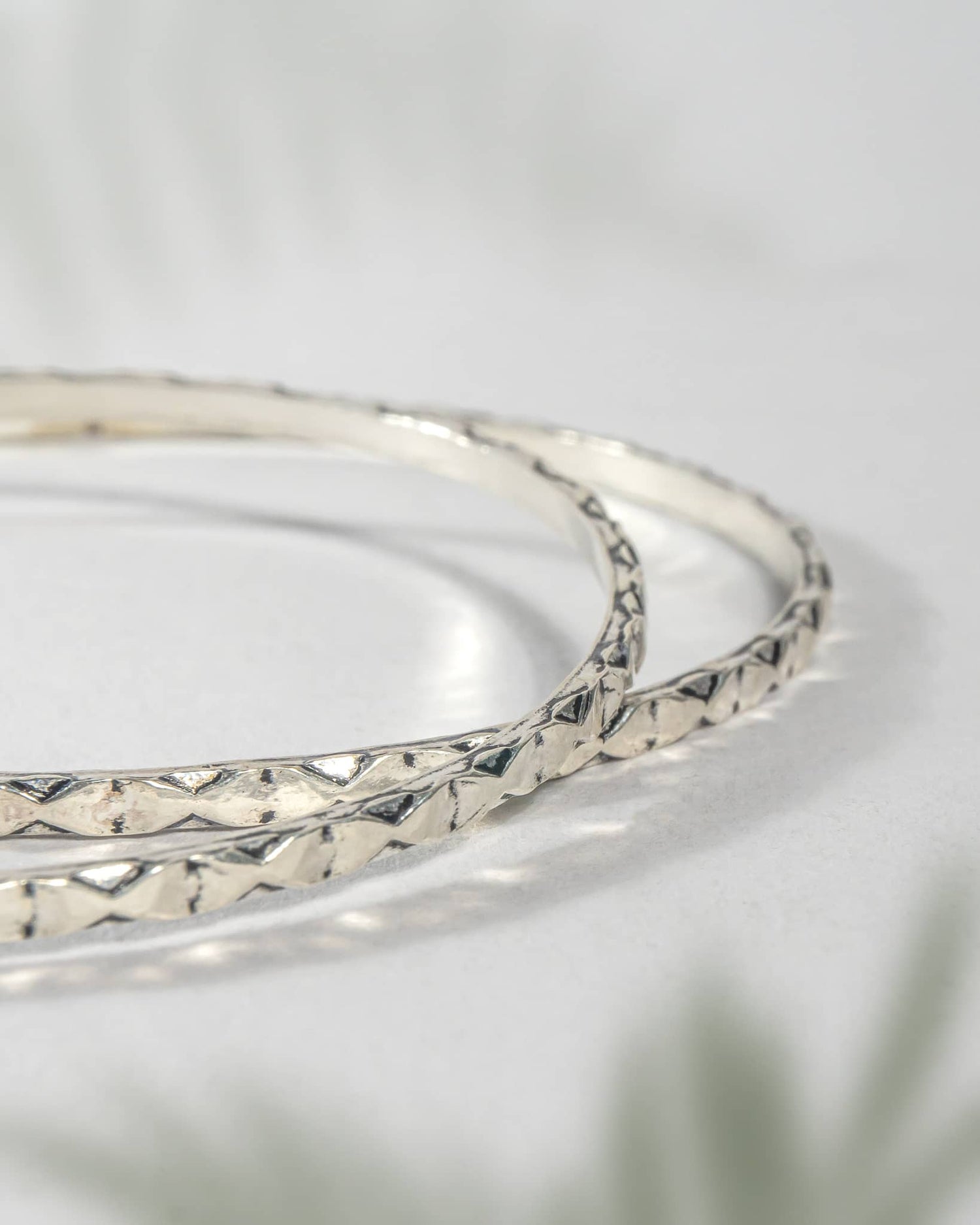 92.5 Sterling Silver Diamond Cut Chudi (Pair) | Textured Sparkle Bangles