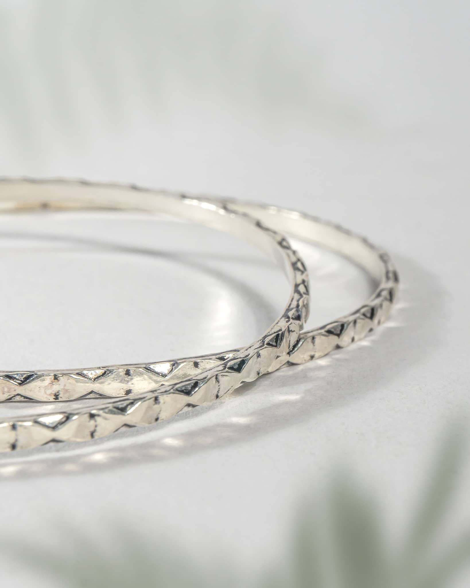 92.5 Sterling Silver Diamond Cut Chudi (Pair) | Textured Sparkle Bangles