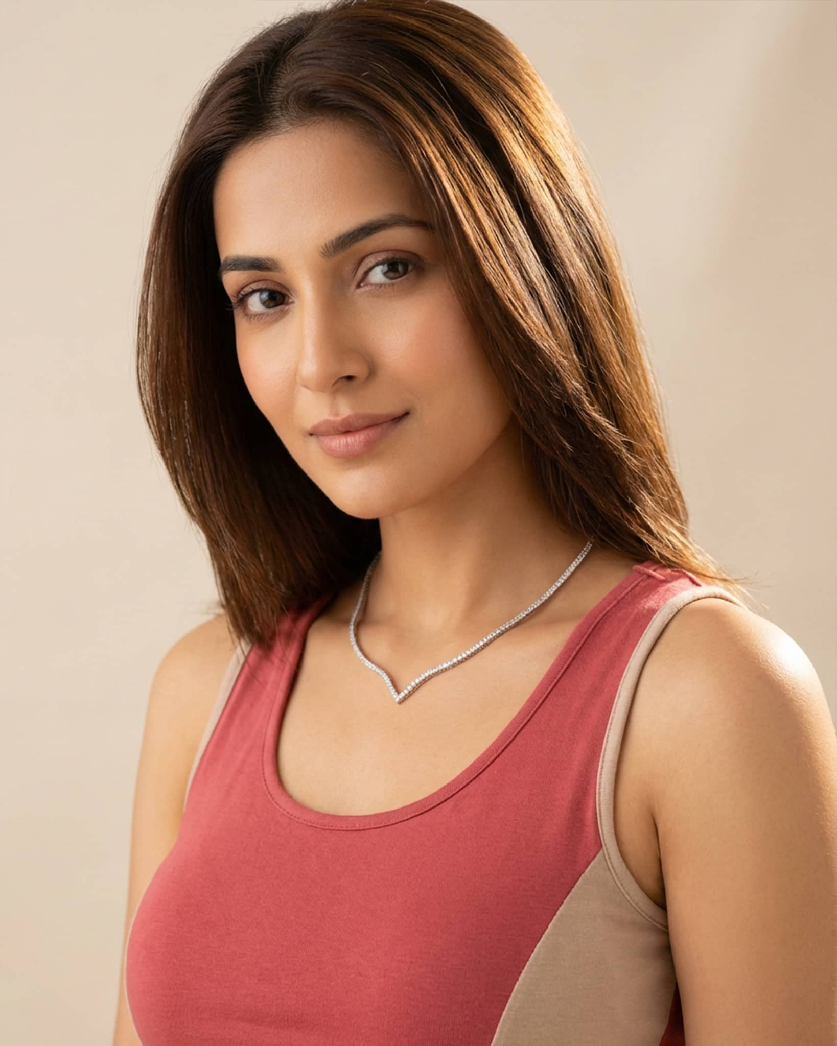 92.5 Sterling Silver Princess Cut V-Shape Tennis Necklace | Modern Chevron CZ Collar