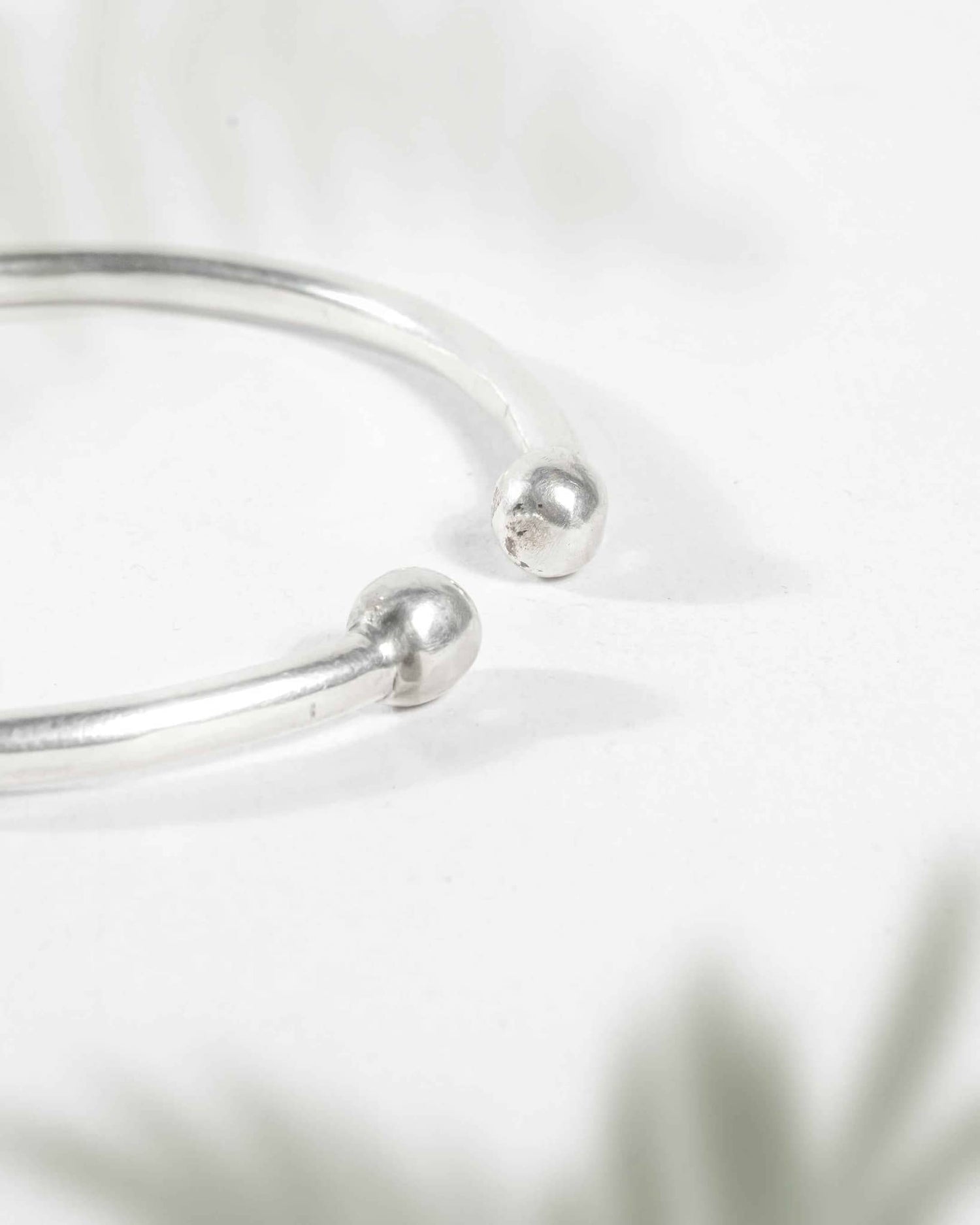 92.5 Sterling Silver Ball-End Open Cuff Bangle | Minimalist Adjustable Kada
