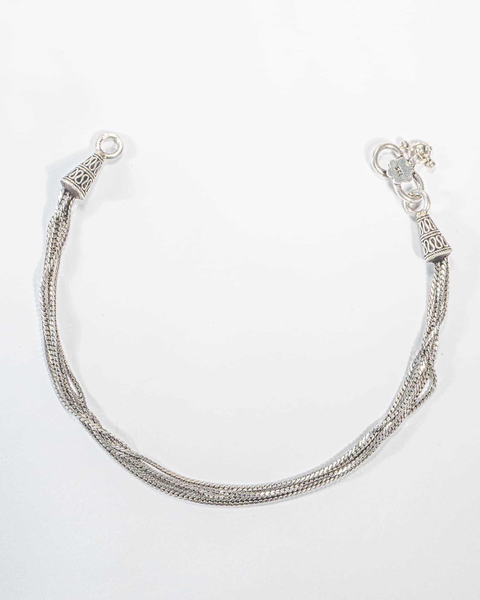 925 Sterling Silver Multi-Strand Layered Anklets (Pair) | Traditional Oxidized Payal