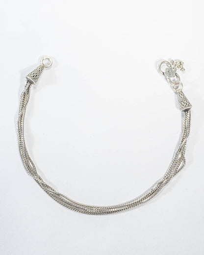 925 Sterling Silver Multi-Strand Layered Anklets (Pair) | Traditional Oxidized Payal
