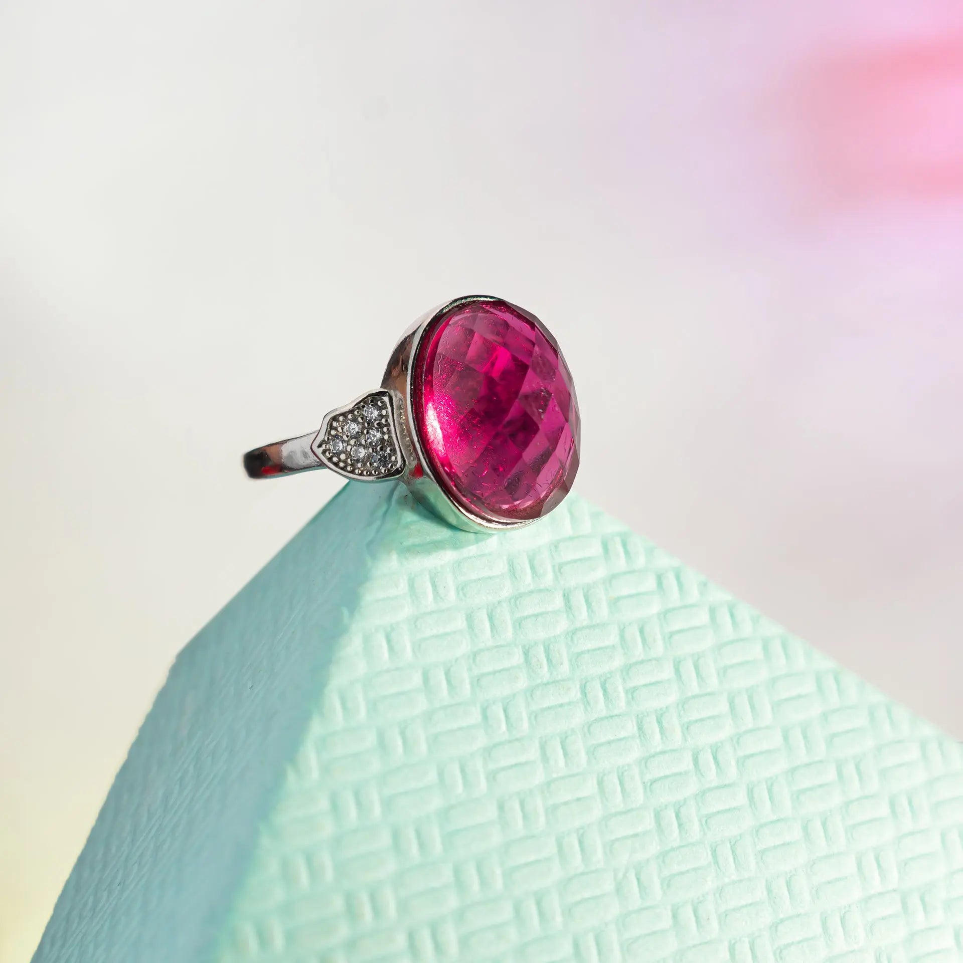 Pink Tourmaline Oval Ring In Silver Hardik Jewels | Luxury Gold & 92.5 Silver Jewelry for Every Occasion