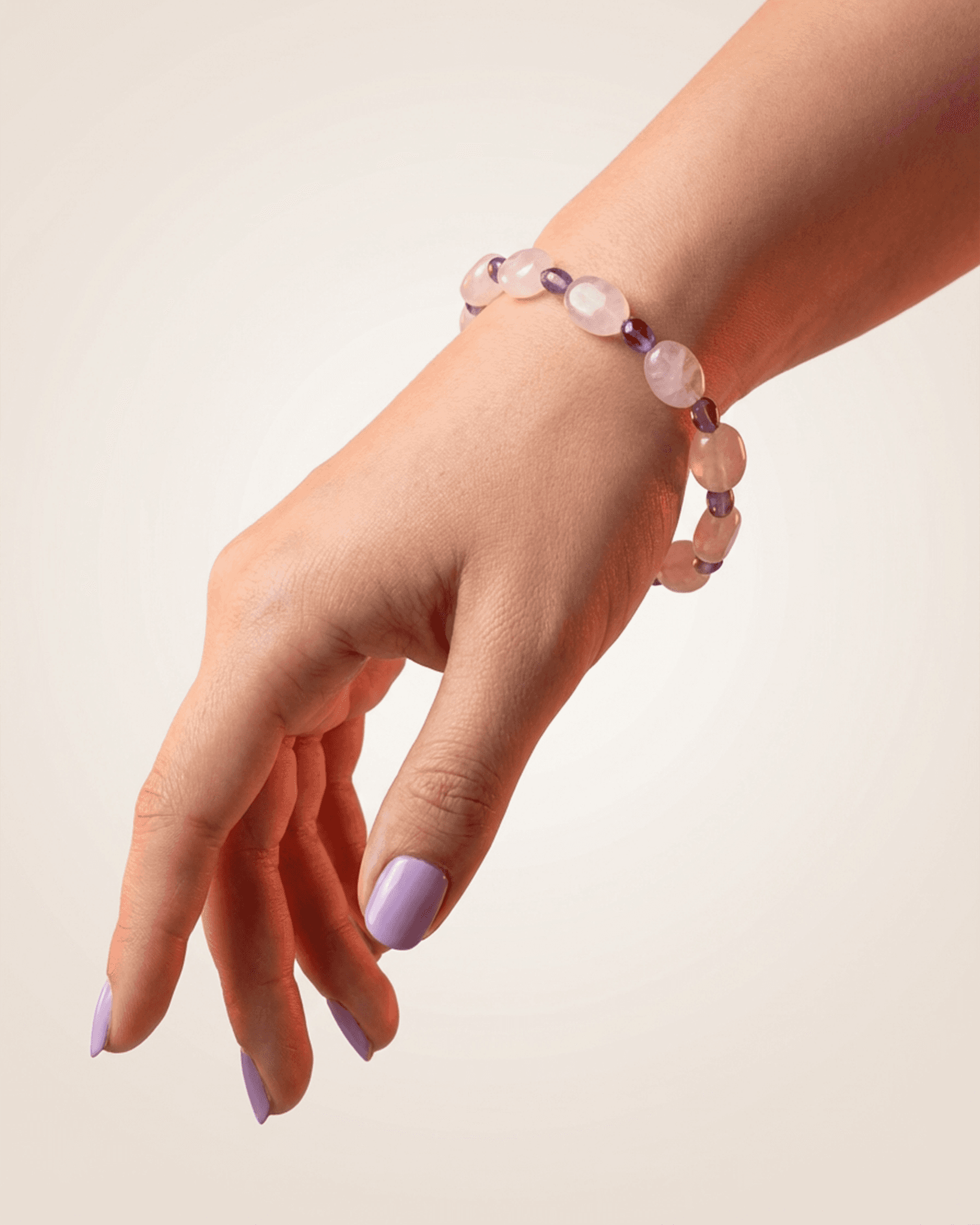 Natural Rose Quartz & Amethyst Tumbled Stone Bracelet | Love & Stress Relief Crystal