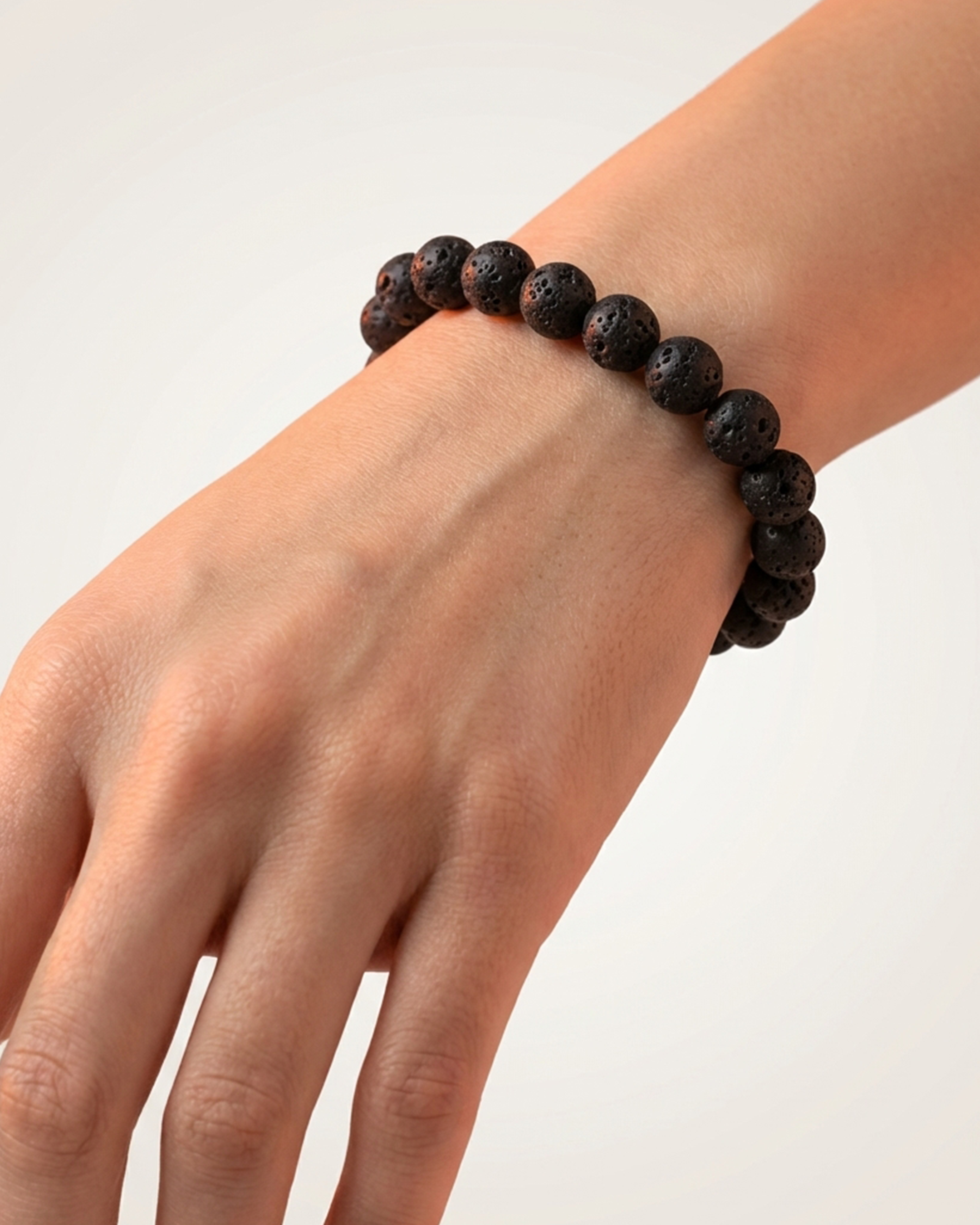 Natural Black Lava Stone Bracelet | Volcanic Rock Diffuser for Aromatherapy & Grounding