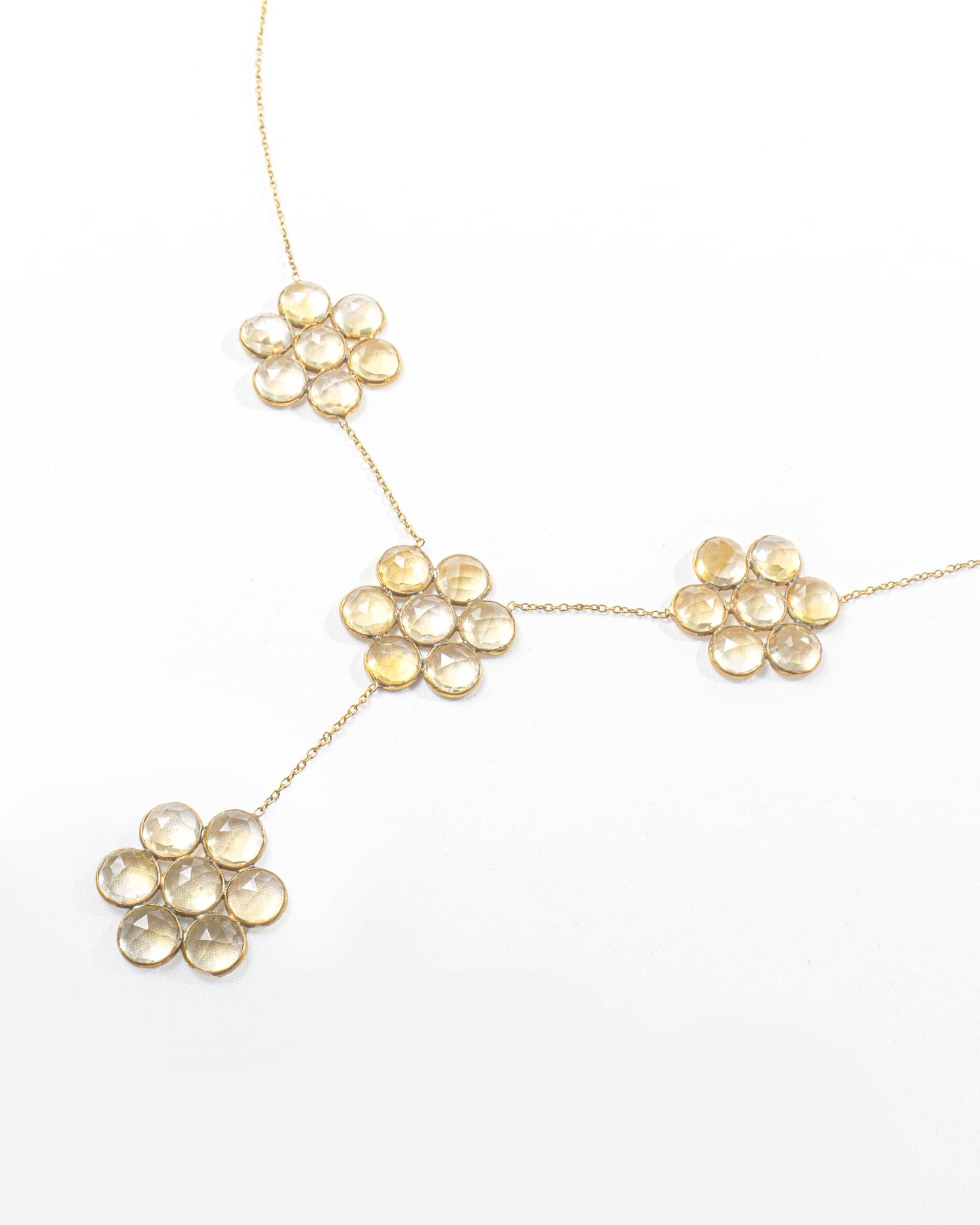92.5 Sterling Silver Gold Plated Yellow Floral Y-Necklace | Citrine Color Flower Drop