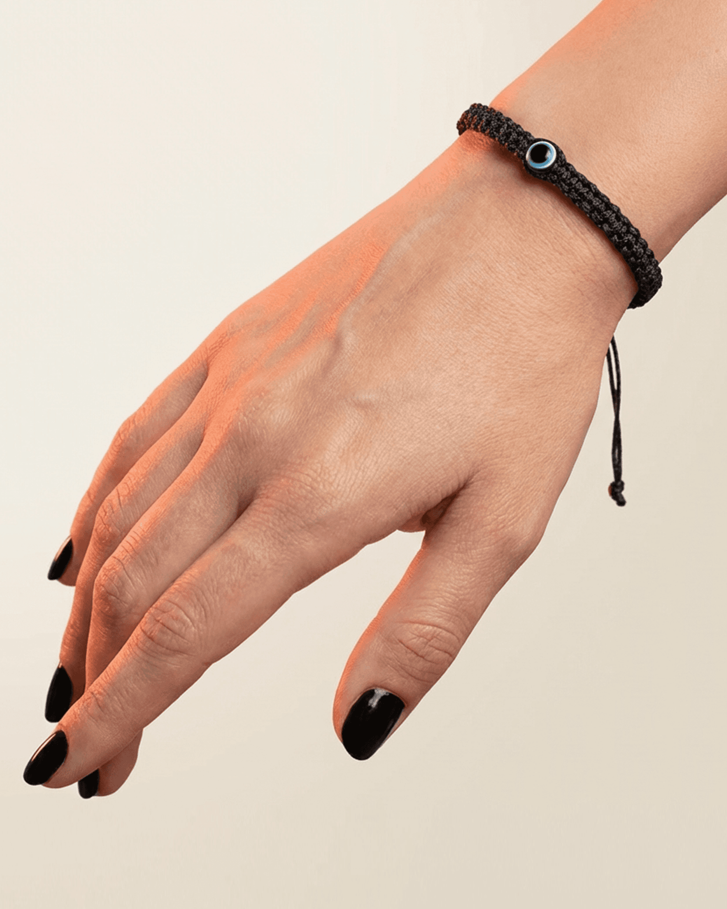 Black Thread Evil Eye Bracelet | Adjustable Nazar Protection Cord (Macrame Style)
