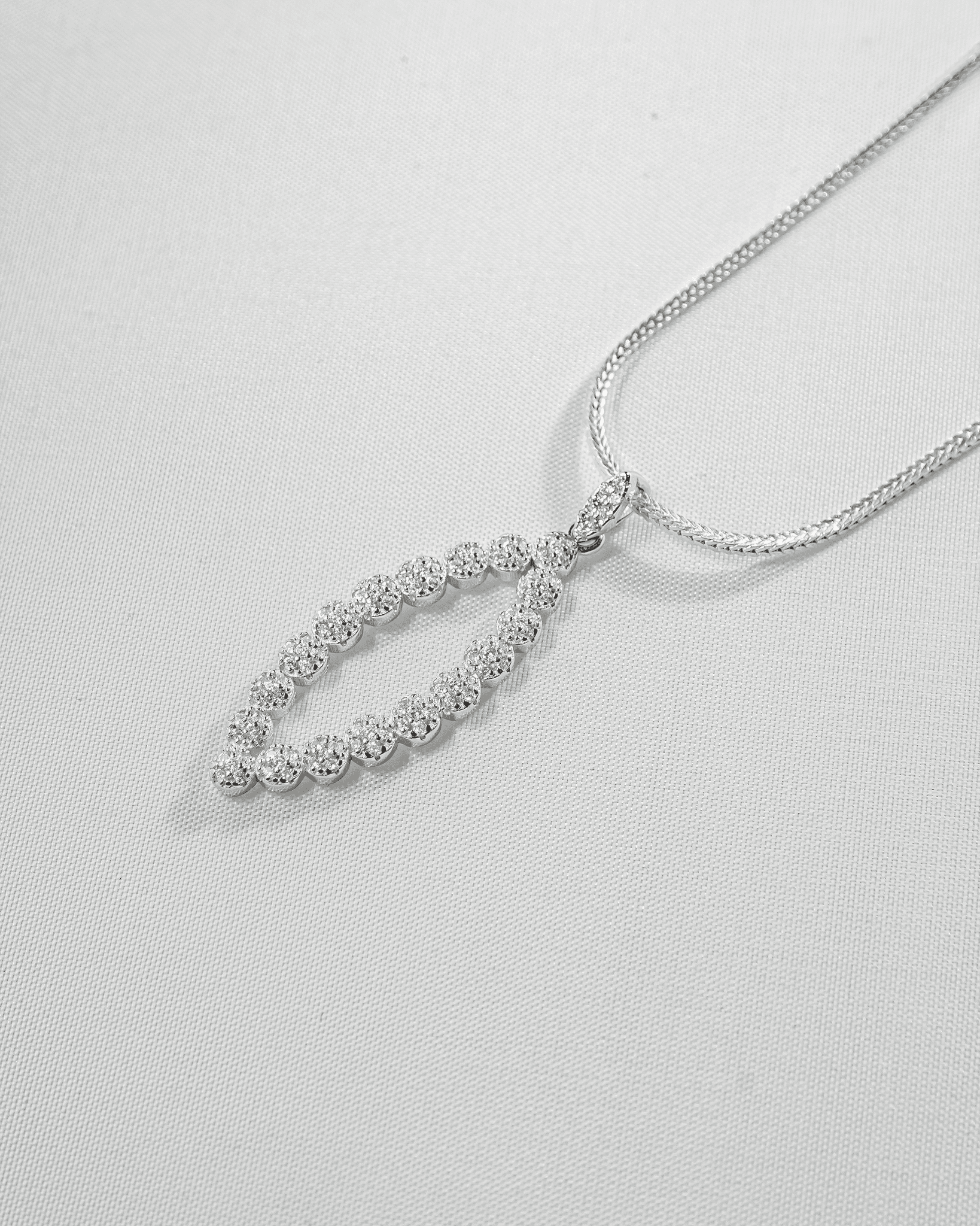 92.5 Sterling Silver Open Marquise Pendant Set | Diamond Look CZ Leaf Dangle (Chain Not Included)