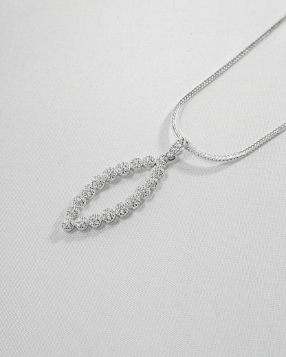 92.5 Sterling Silver Open Marquise Pendant Set | Diamond Look CZ Leaf Dangle (Chain Not Included)